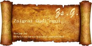 Zsigrai Gyöngyi névjegykártya