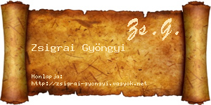 Zsigrai Gyöngyi névjegykártya